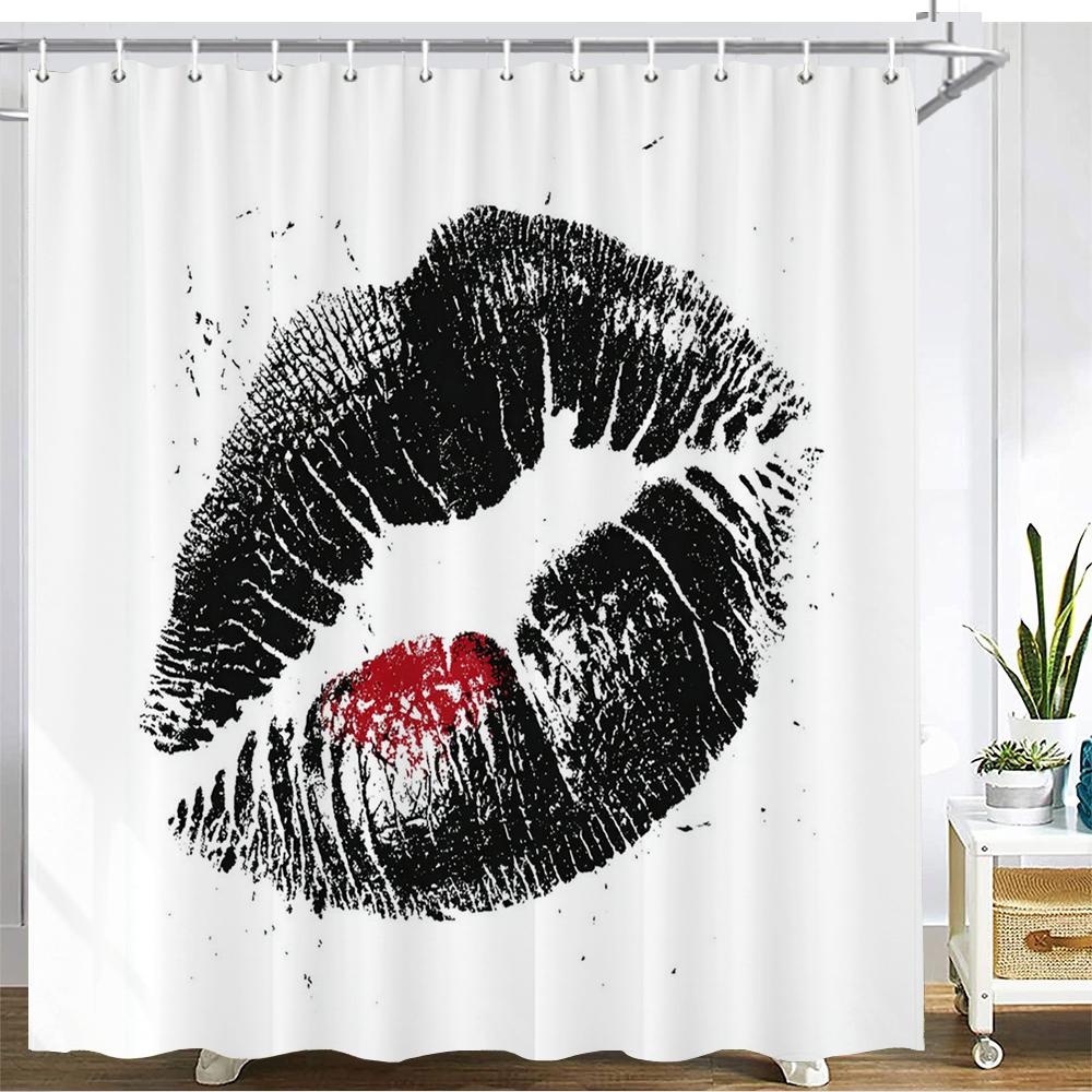 Modern pink romantic lips pattern Shower Curtain Bath Curtain Love Girl Printed Bathroom Curtains for Home Decoration Curtain