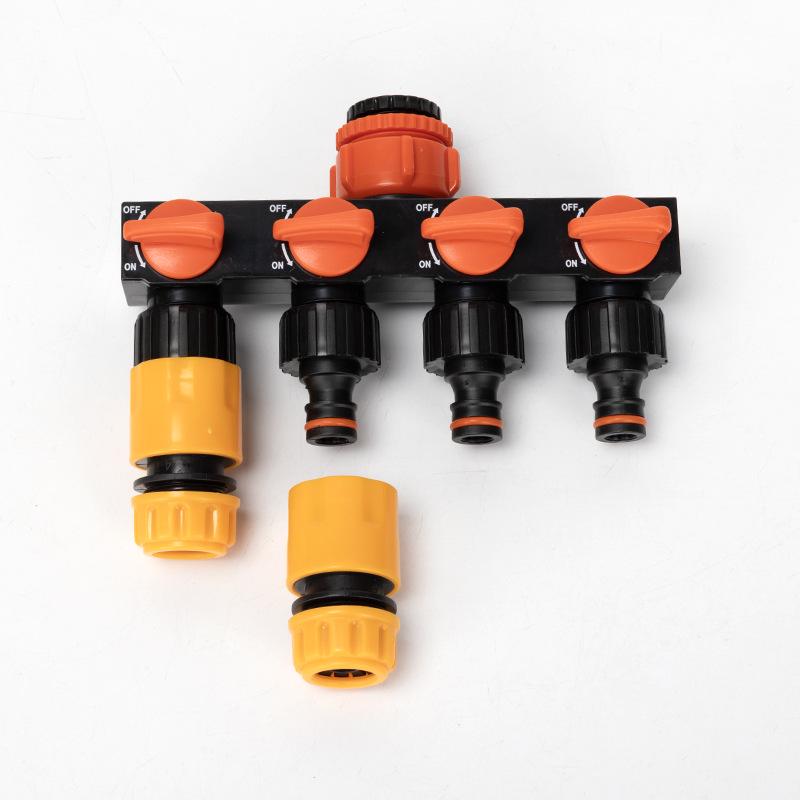 Five-Way Faucet Water Diverter Splitter with Ball Valve Switch (1" X 4 Points)