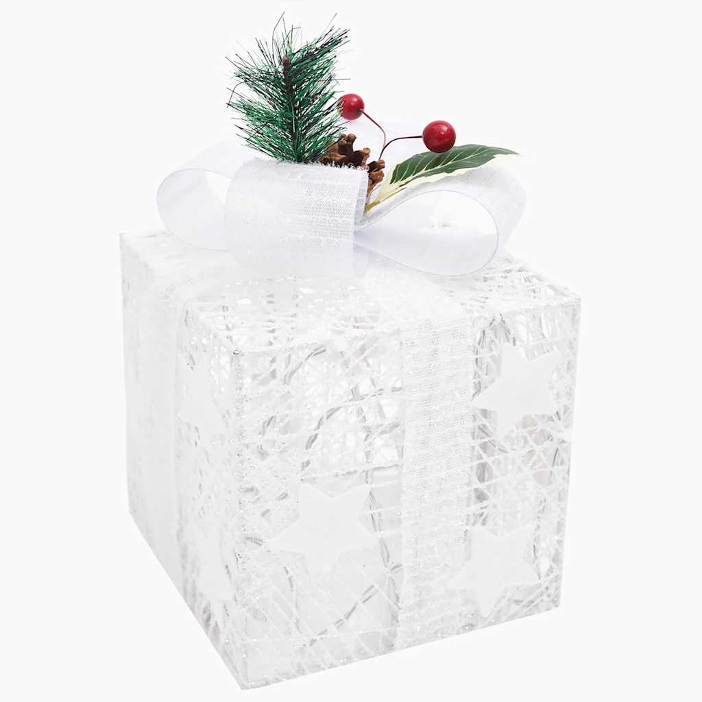 Gift Box Decoration Set 3 Pcs White for Indoor & Outdoor Use