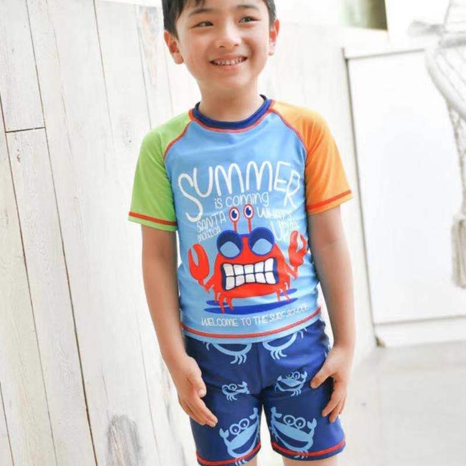 

Plus Size Boys Summer Swimsuit Set - High Elasticity with Cap XXL (60-100 jin)