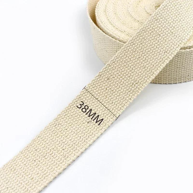 2/5/10M Meetee 10-50mm Sangle en Coton Beige 1.5mm d'Épaisseur Ruban Toile pour Sacs Sangle Vêtements Bricolage Bande à Coudre Accessoires
