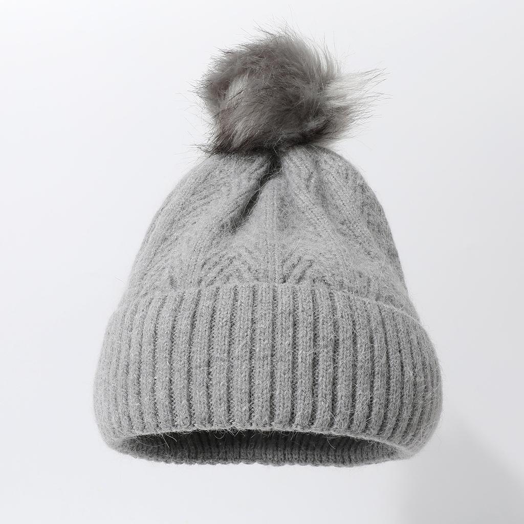 Verdickte Kältefeste Und Warme Wollkugel-Pullovermütze Winter Outdoor Stapelmütze Strickmütze