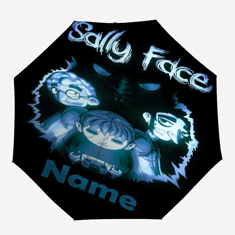 Custom Name Sally Face Theme Automatic Umbrella, Lightweight & Portable, 8 Rib, Perfect for Outdoor Travel, Birthdays, Christmas, Gifts.