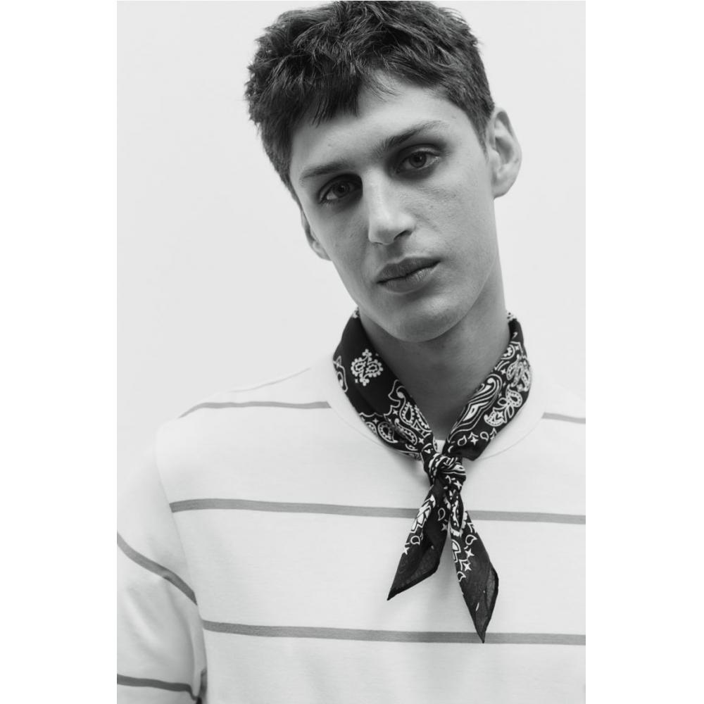 H M Regular FiT T sHirT wHiTe Green sTripe