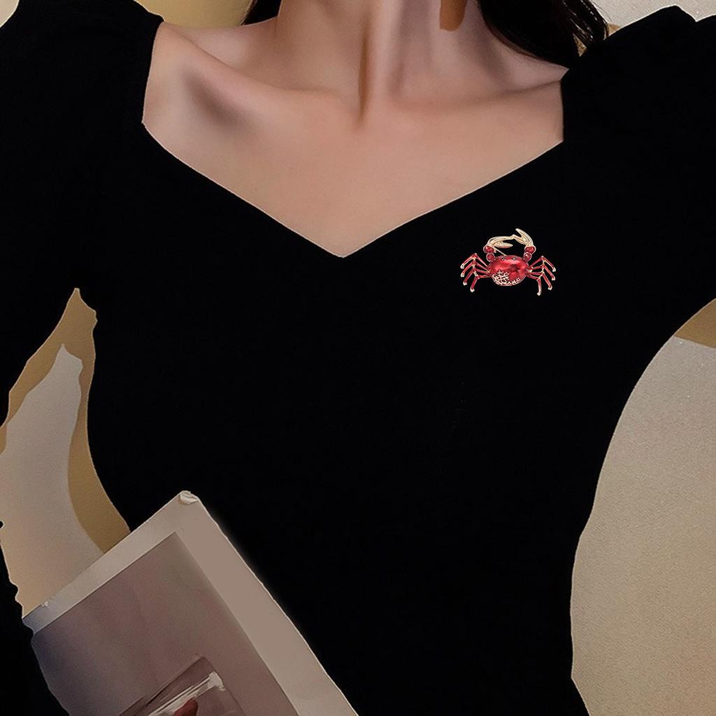Retro-Emaille-Brosche in Krabbenform – exquisite Anstecknadel aus Legierung, Anstecknadel für Anzug, Schmuckgeschenk, Damenmantel-Accessoires