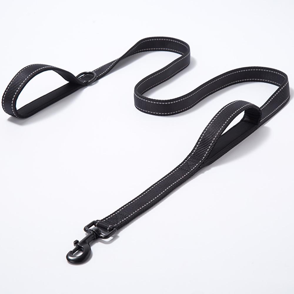 Reflective Explosion-Proof Shock-Absorbing Double-Handle Leash for Large Dogs