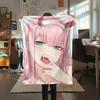 1PC DARLING In the FRANXX Zero Two Print Flannel Blanket, High Quality All Seasons, Home Decor, Warmth and Comfort, Perfect for Christmas Gifts