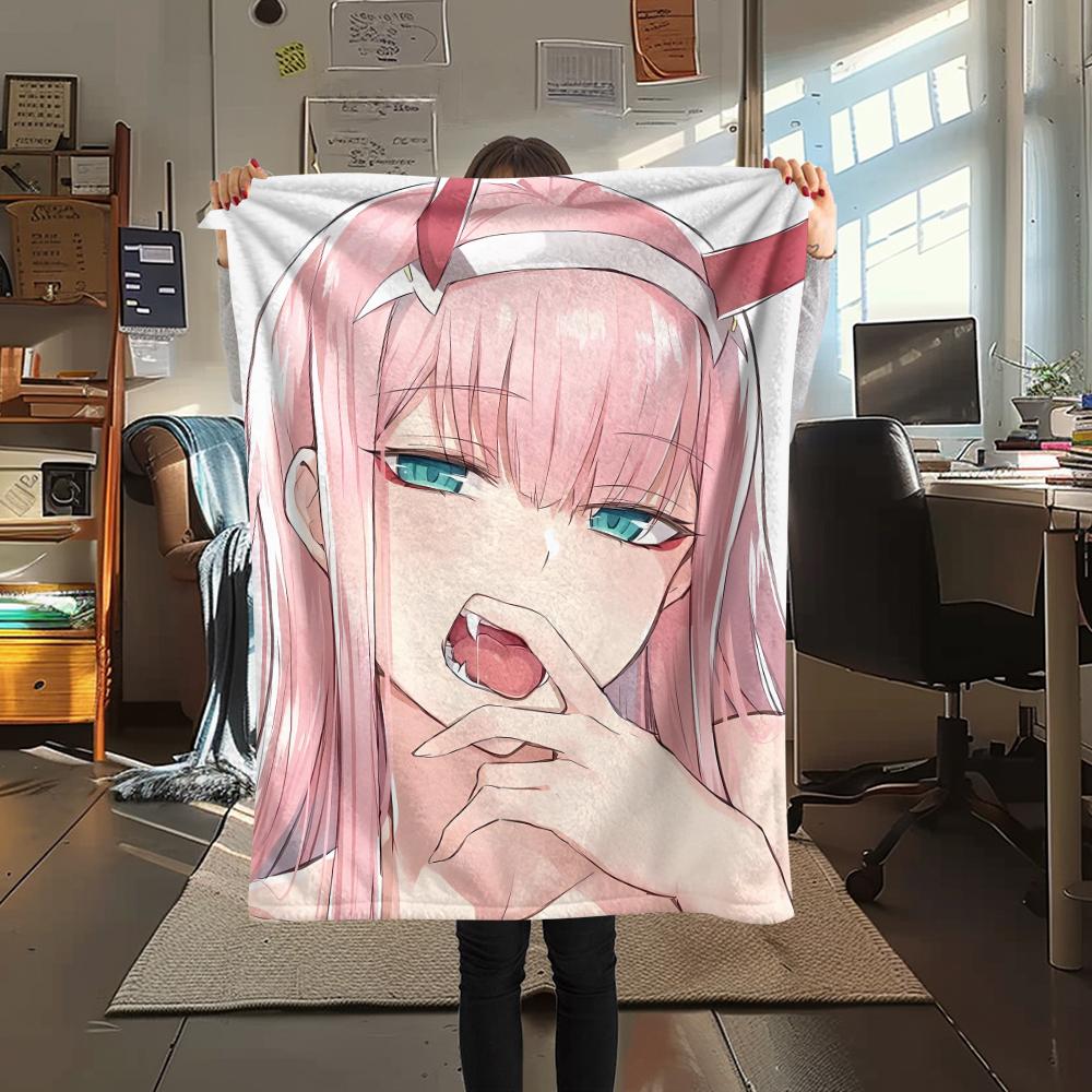 1PC DARLING In the FRANXX Zero Two Print Flannel Blanket, High Quality All Seasons, Home Decor, Warmth and Comfort, Perfect for Christmas Gifts