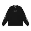 T-shirt da uomo oversize a maniche lunghe in cotone con stampa grafica, top casual streetwear
