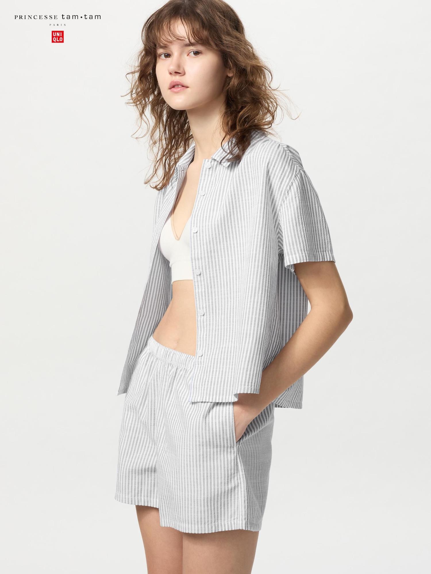 

Пижама Uniqlo с коротким рукавом в полоску 06 GRAY/WOMEN S