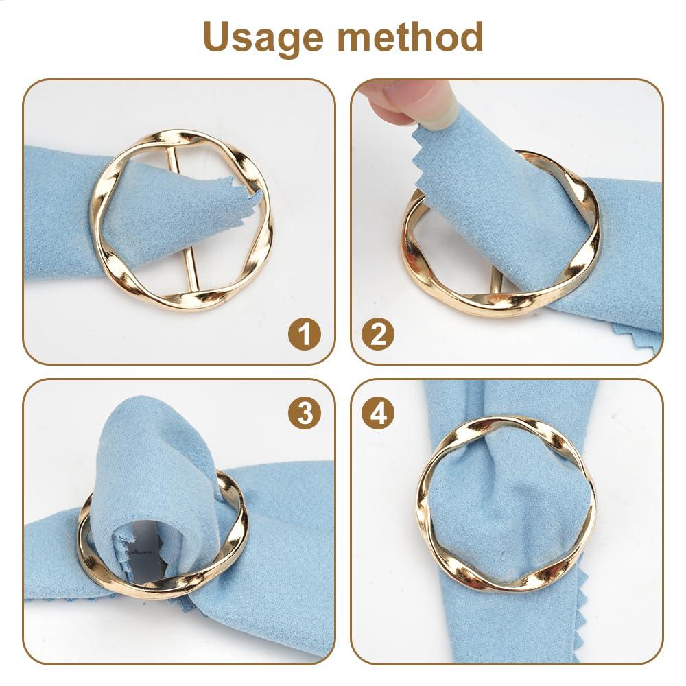 4pcs Metal Ring Waist Button Scarf Button Fashion Corner Hem Waist Knotted Brooches Women T-shirt Fixed Buckle Girl Decor