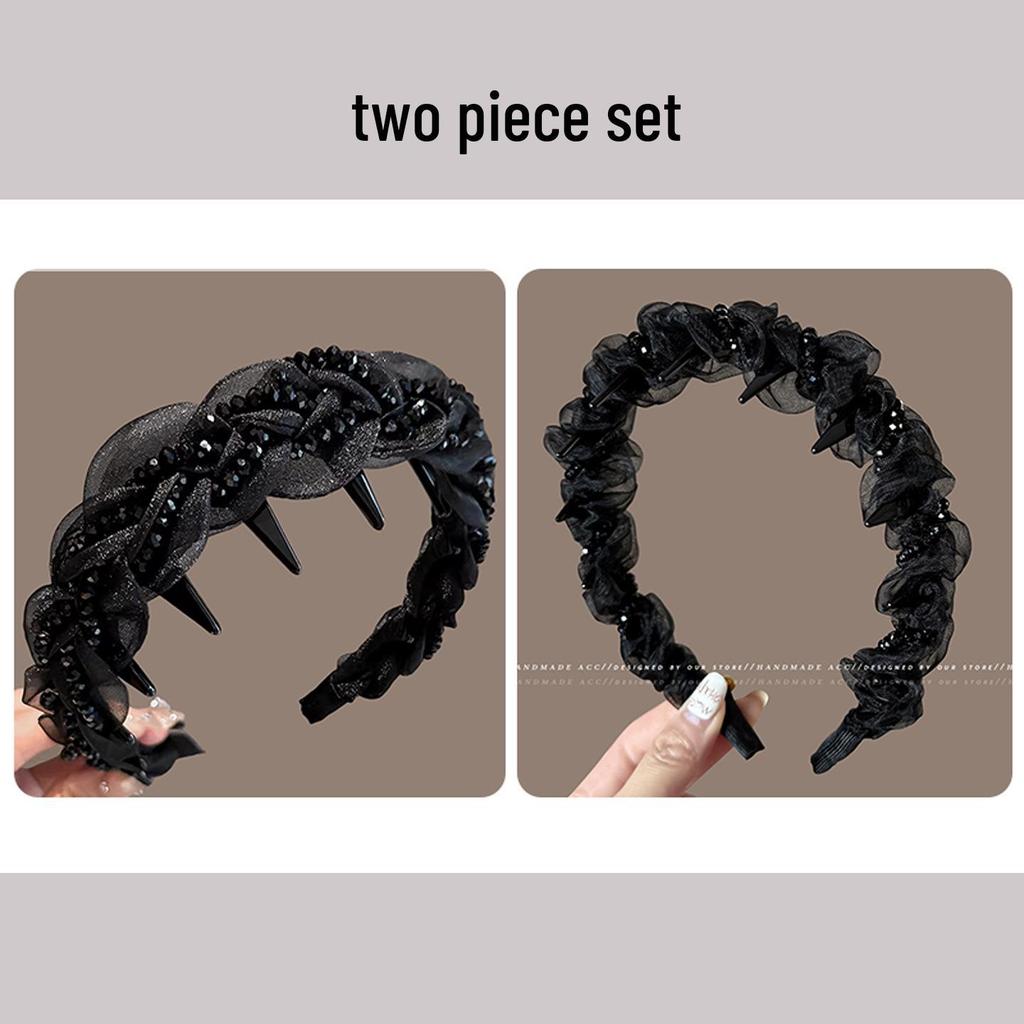 2025 Hoher Krone Schwarzes Netz Strass Stirnband - Feminines Luxus Haaraccessoire