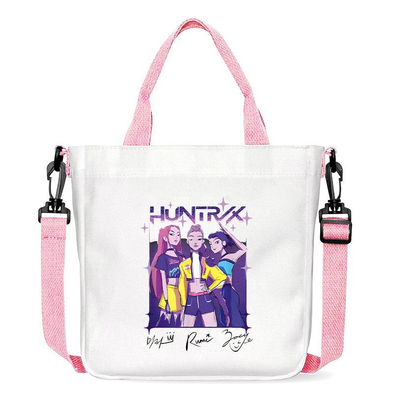 KPop Demon Hunters Shoulder Bag Kawaii Cartoon Handbag Large Capacity Crossbody Fashion Portable Canvas Storage Bags Gift Kid Friendly Entertaining