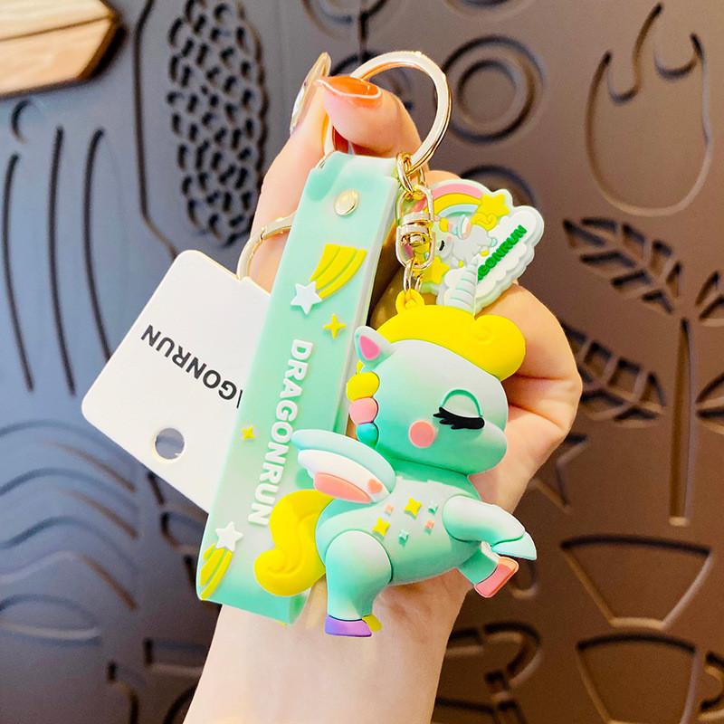 

Unicorn Whimsical Car Keychain For Women Lovely Pvc Bag Accessory Idea Gift синий