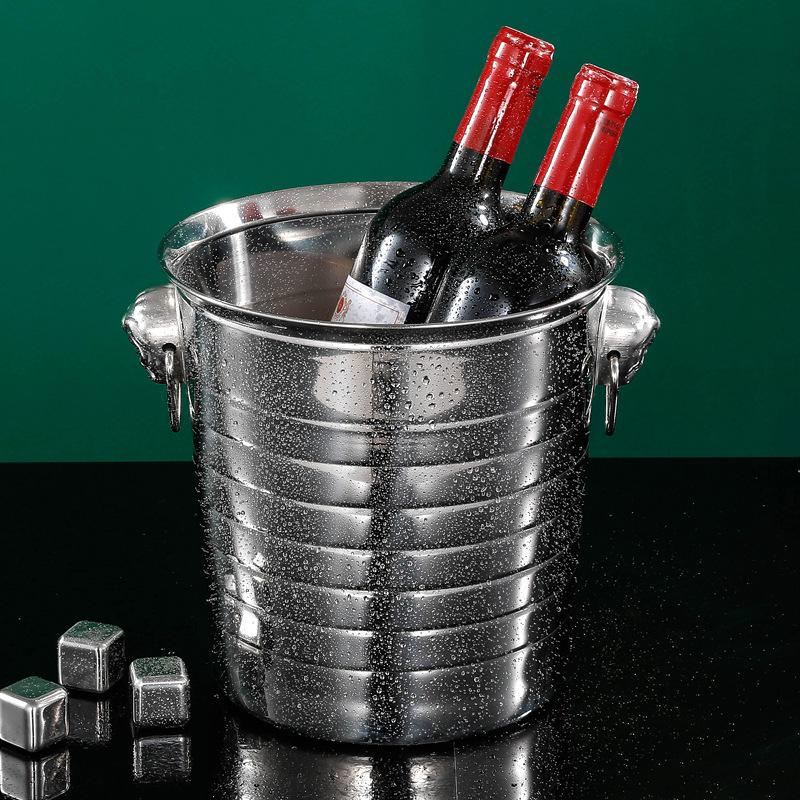 Edelstahl-Eiskübel, Wein- und Bierkühler, tragbarer Eiskühler, Champagner, Whisky, Eiswürfelbereiter für KTV-Bar, Party-Container