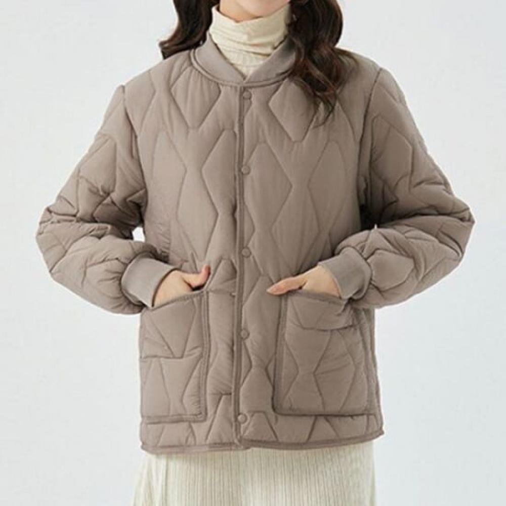 Navava Lightweight Padded Jacket With Fleece Lining Diamond Quilting Long Sleeve