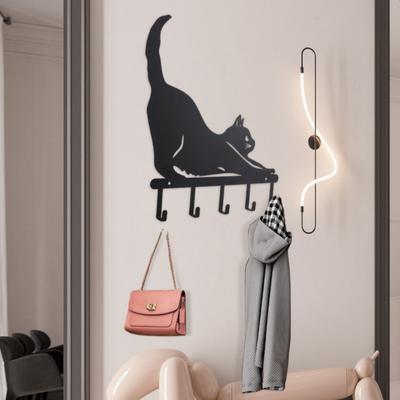 Multifunctional Iron Wall Hanging Hook Cute Cat Key Rack Coat Hanger Door Entryway Hallway Kitchen Wall Decor Rack Hook