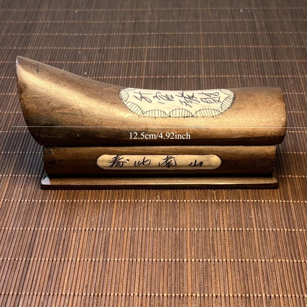 Old collection antique old-fashioned Chinese style camphor wood inlay carving promotion and fortune