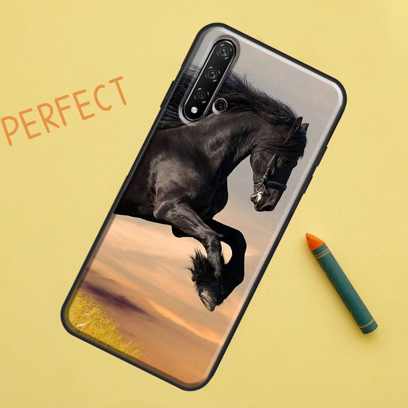 

Beautiful Black Horse For Huawei Nova 12s 11i 7i 8i 12i Y73 Y70 Y90 Y60 Y72 Y61 Y91 9 10 SE P40 Lite P30 Pro Case Nova 10 SE