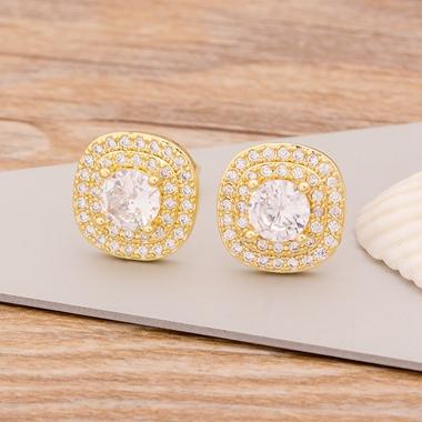 New Fashion Geometric Stud Earrings Copper Cubic Zirconia Wedding Party Daily Wearable Charm Jewelry Styles Fow Women Best Gifts