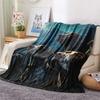 1PC Moonlit Canine Pack Print Flannel Blanket, High quality Comfortable for All Seasons, Home Decor, Warmth and Comfort