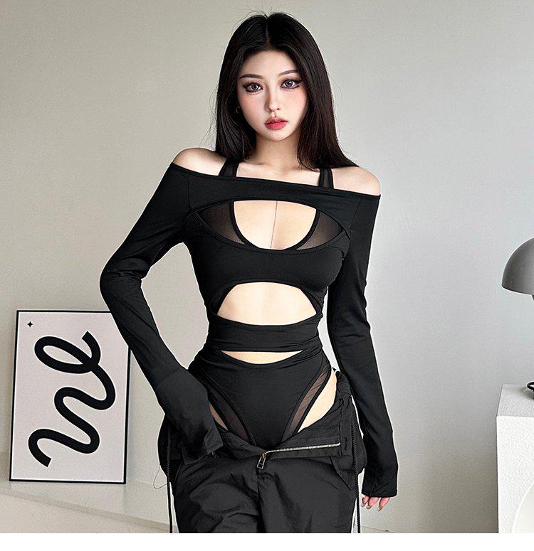 Aesthetic Hollow Design Sexy Slim-Fit Jumpsuit - Trendy Long-Sleeved Style for Women