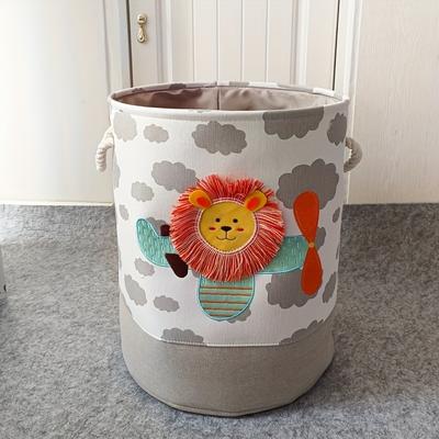Cartoon Clothes Storage Bucket Large Capacity Collapsible Toy Storage Basket Durable Fabric Construction Easy To Clean Bedroom