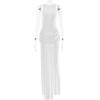 European and American summer elegant split pleated dress sexy sleeveless solid color floor mopping dress