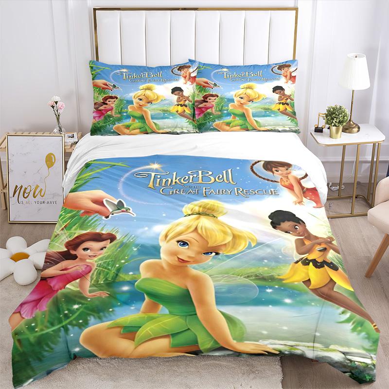 Tinker Bell'S Fairy Adventure Print 3Pcs Bedding Setduvet Cover With 2 Bedropillowcase Home Birthday Gift