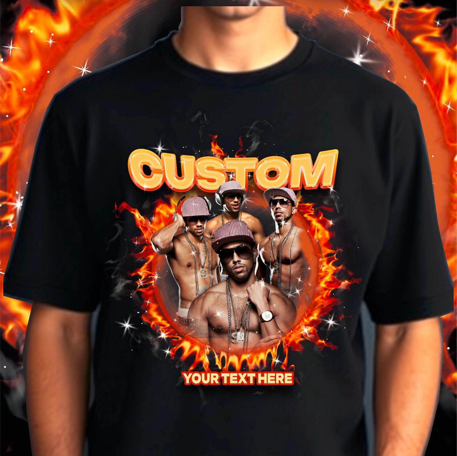 

Custom Flame Boot Leg Rap T-Shirt, Gift Fire Bachelorette Party Your Text Image 3XL