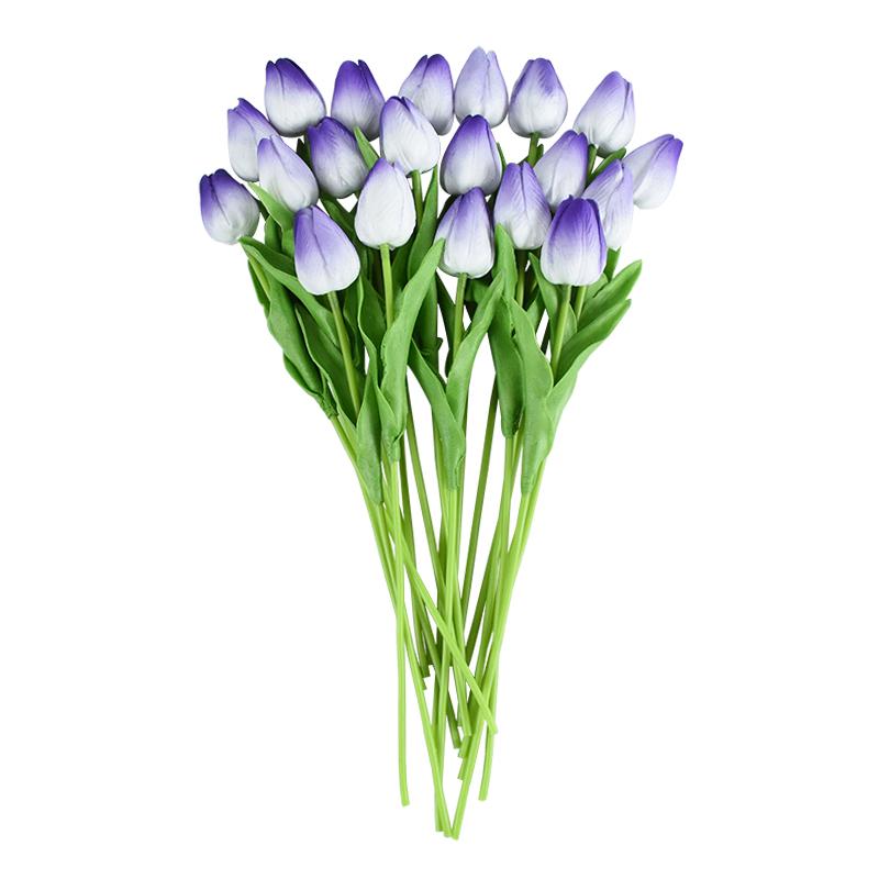 10 Heads Luxury Artificial Tulips Flowers White Real Touch Bouquet Foam Fake Flower Wedding Home Living Room Christmas Decoratio