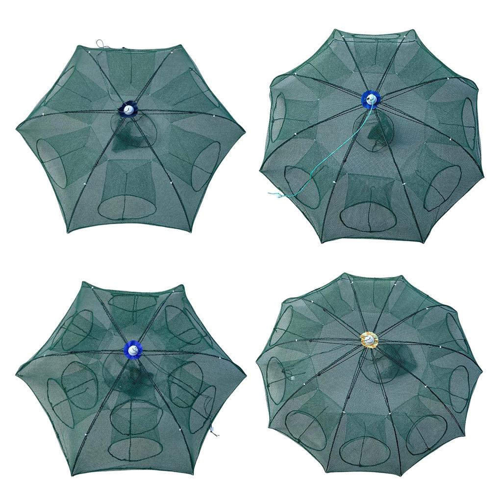 6/8/10/12 Holes Umbrella Fishing Net Cage Shrimp Crab Fish Trap Foldable Fishing Bait Trap Crawfish Trap Cast Net Cage