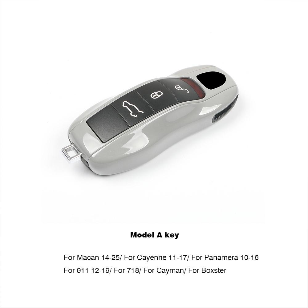 For Porsche Panamera Cayenne Macan 718 971 Boxster 982 911 Taycan Original Car Paint And Same Color Matte Grey Key Case Shell