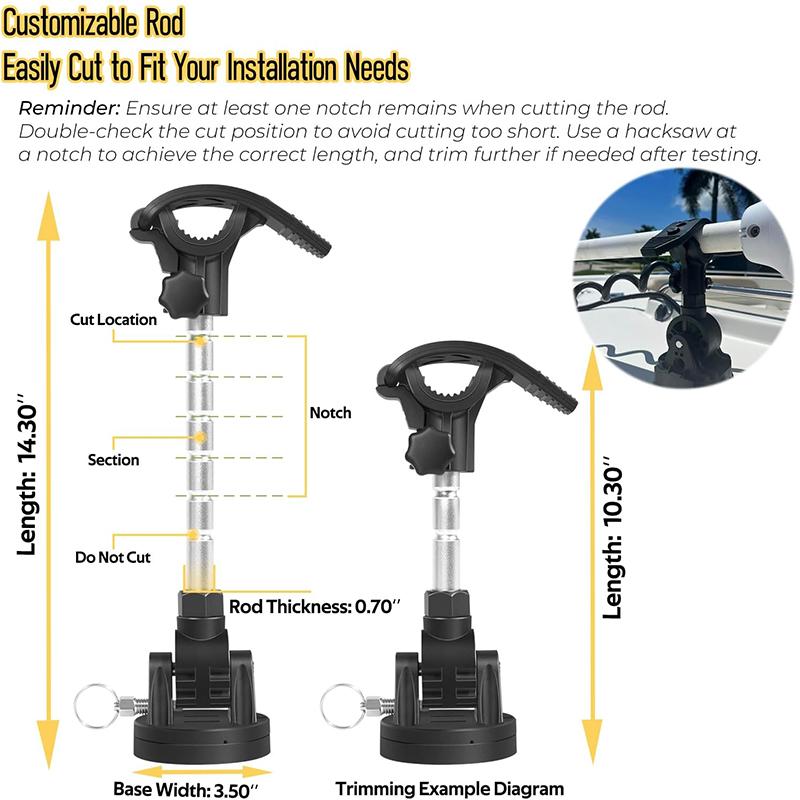 Electric Steer Trolling Motor Stabilizer Mount Support for Minn Kota Terrova, Riptide, Ulterra, PowerDrive Includes Extra Rod