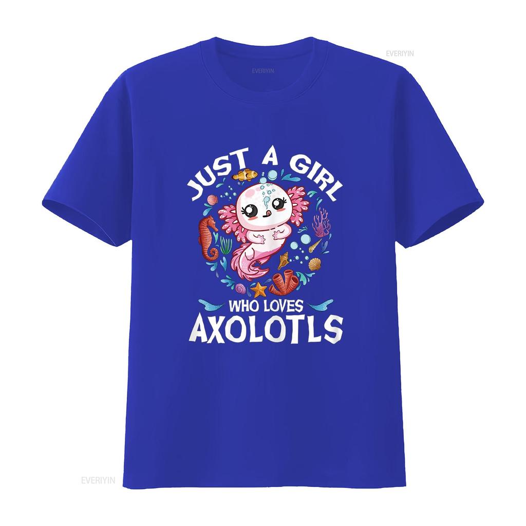 Just A Girl Who Loves Axolotls Cute Axolotl Kids T Shirtn Girls Shirt Vintage Washed Fashion Top For Everyday Wear Homme