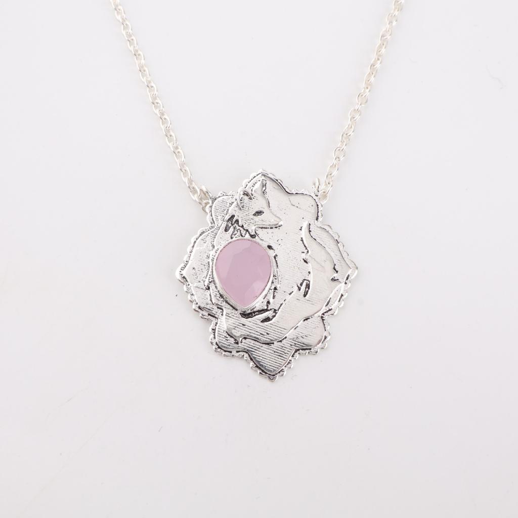 Rose Chalcedony Gemstone 925 Sterling Silver Jewelry Pendant 1.29" For Birthday CP-32-21