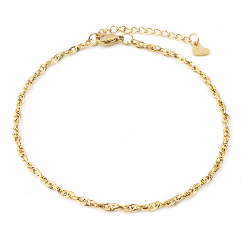 Fashion Stainless Steel Link Chain Anklet Gold Color Bracelet For Women Barefoot Beach Leg Chain Summer Jewelry Gift 23.5cm Long