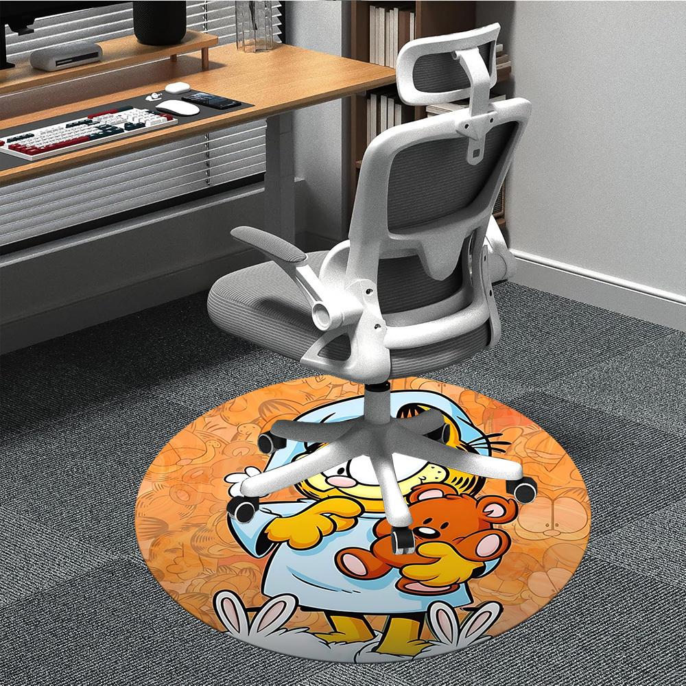 1pc Garfield Cat Office Round Area Rug, Bedroom Living Room Home Decor, Room Deco,  Offic a1016132 80cm by 80cm