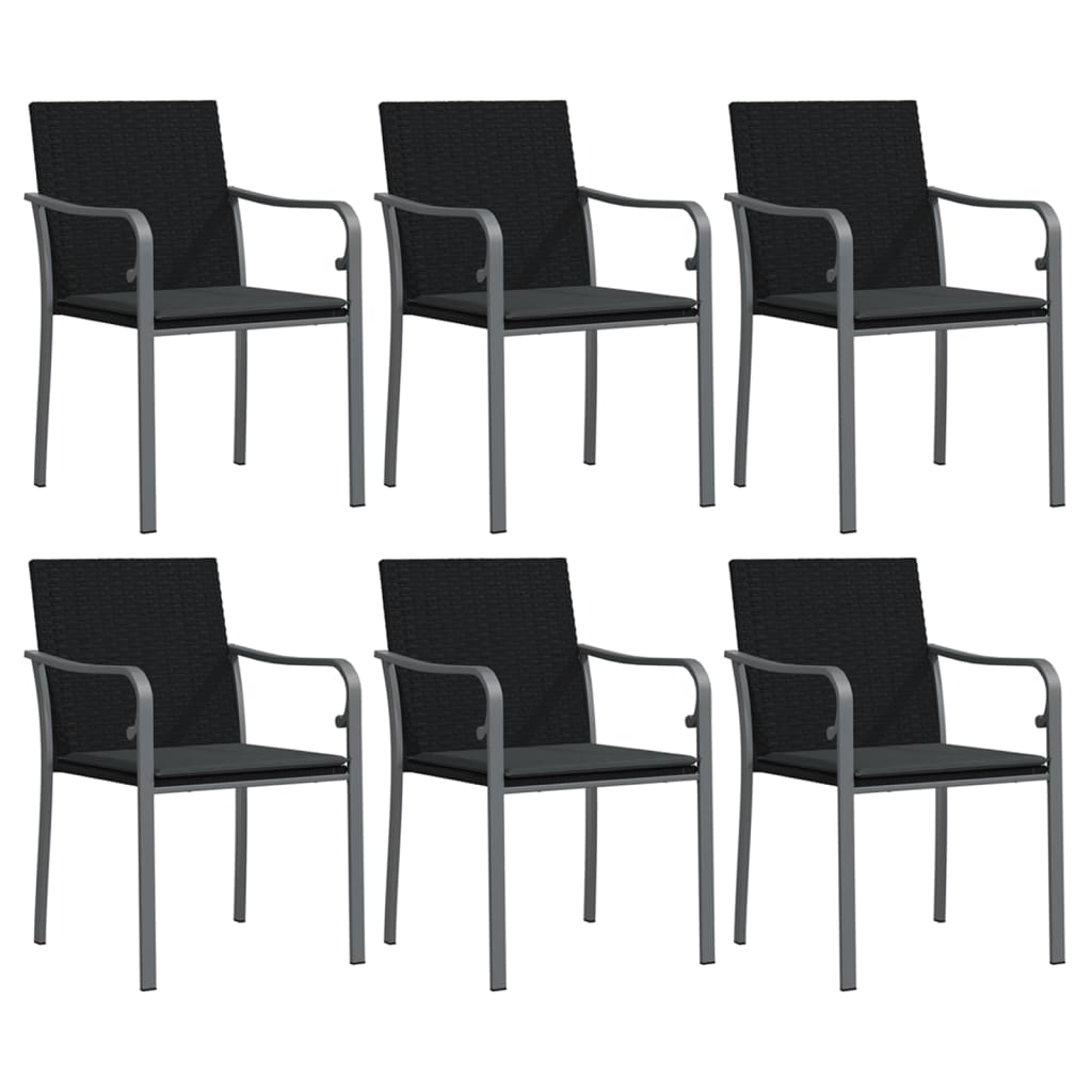 Vidaxl 7-Cz. Garden Furniture Set With Cushions, Polyrattan And Steel