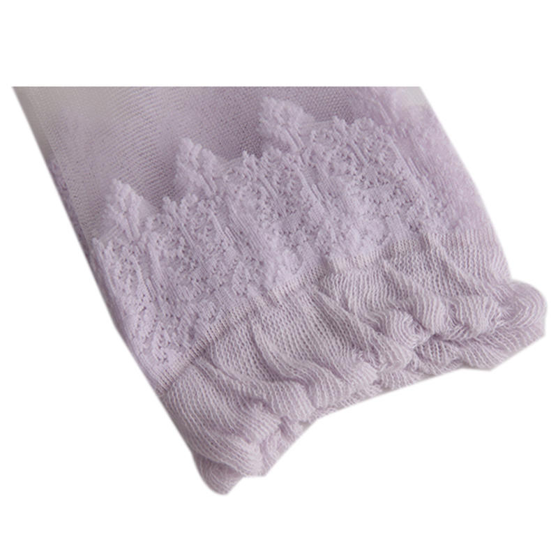 Summer Ladies Lace Embroidery Silk Transparent Glass Crystal Socks Breathable Stretch Women Socks 1 Pair Outdoor Casual Wear