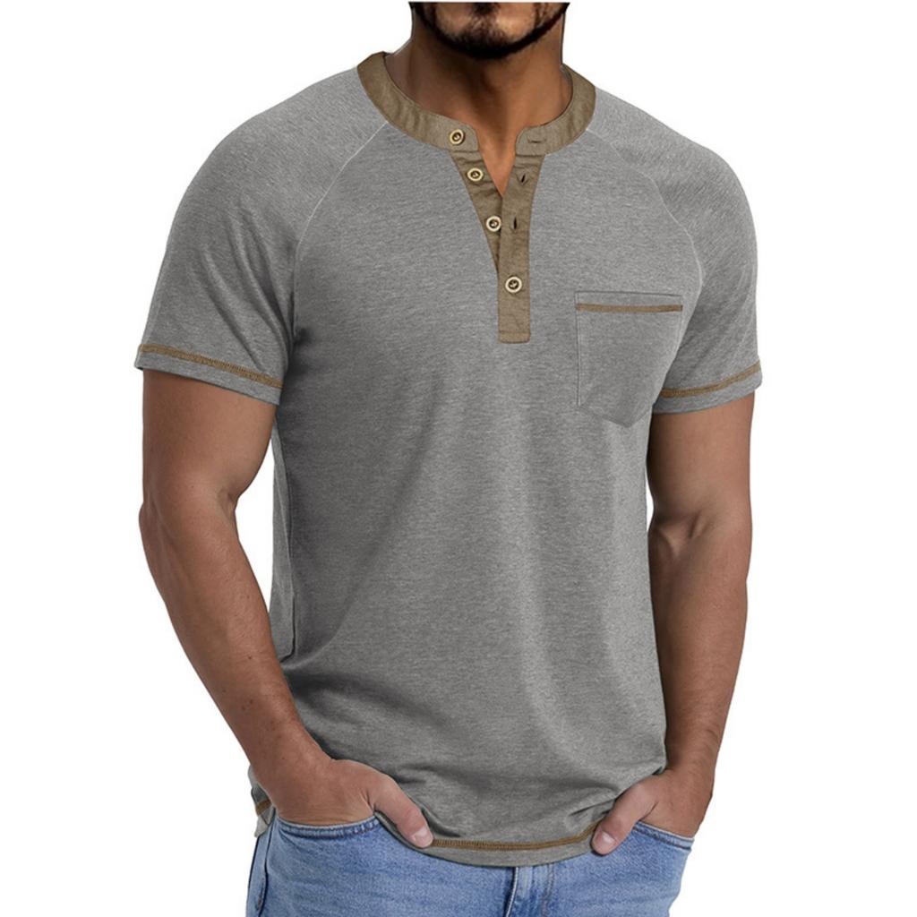 T-shirt da uomo a maniche corte con colletto Top casual con revers
