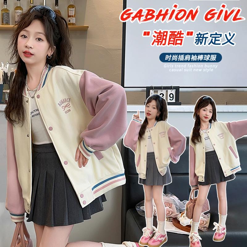 Girls' outerwear autumn 2026 new style children's western-style velvet big children's autumn and winter style girls' baseball jacket sports top