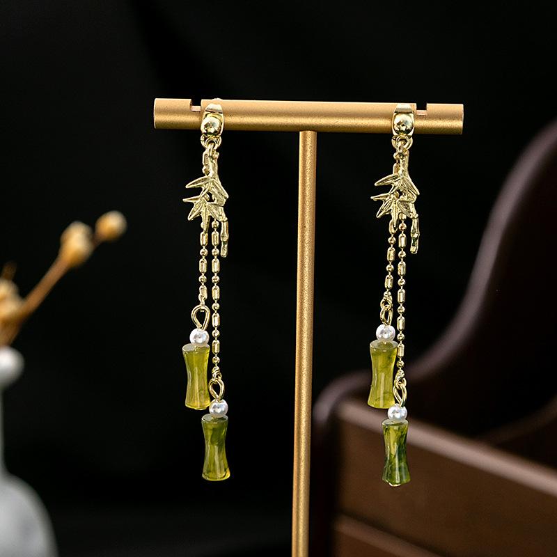 BLINGBAY Women's New Chinese Style Imitation Pearl Earrings Chinese Style Butterfly Drop-shaped Tassel Earrings Simple Hanfu Accessories Retro Jewelry