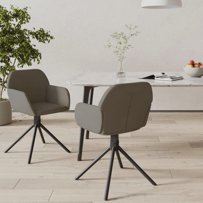 VidaXL 2x Chaises Pivotantes de Salle à Manger Fauteuils à Dîner Chaises de Cuisine Chaises de Repas Hauteur Réglable Gris 344741