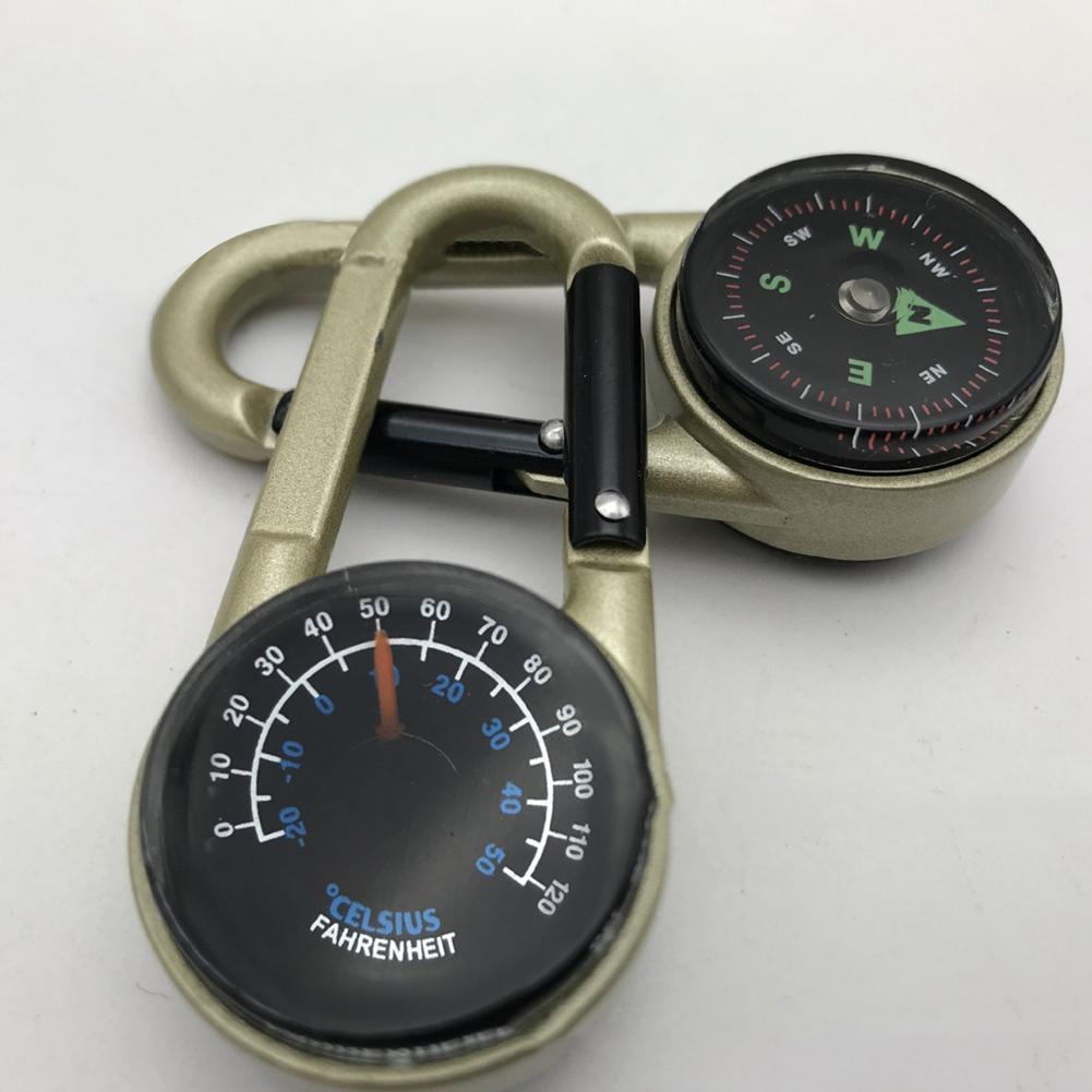Outdoor Multifunctional Mini Mountain Climbing Buckle Carabiner with Thermometer Compass