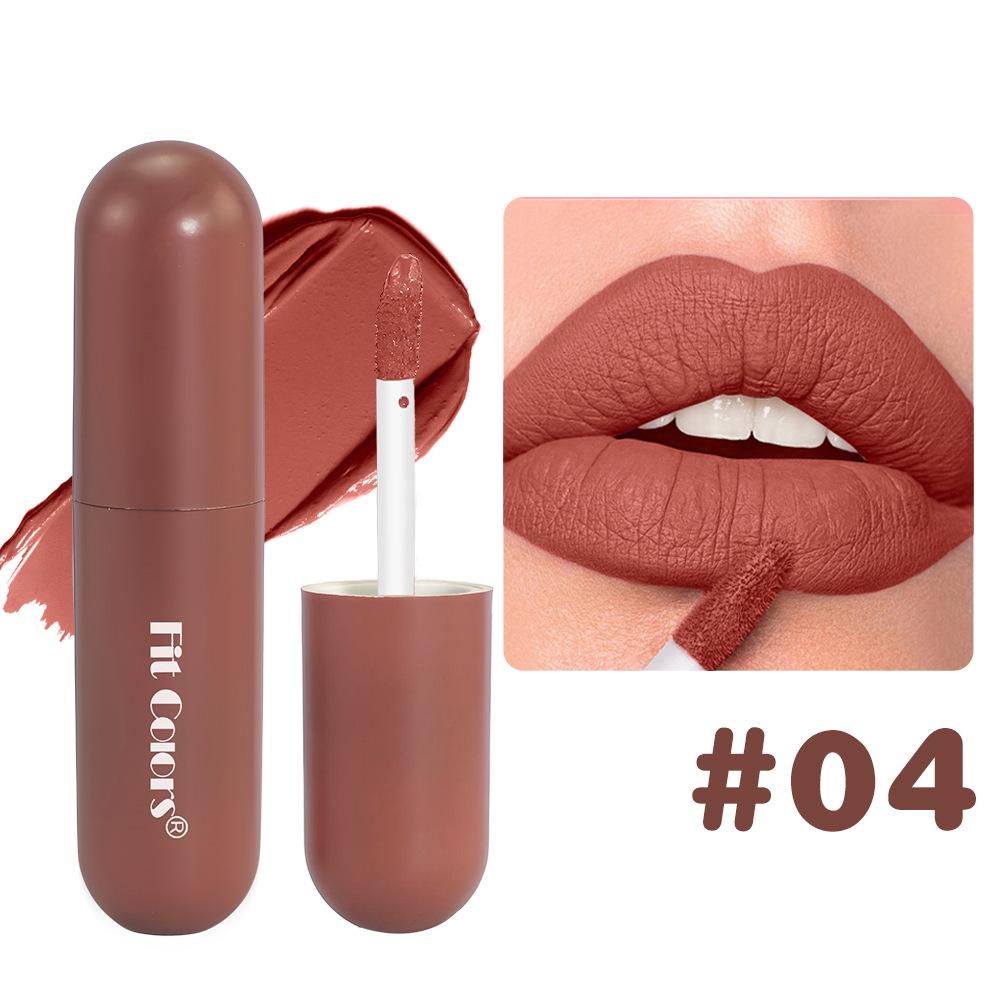 Fit Colors Chocolate Capsule Liquid Lipstick Matte Waterproof Long Lasting Nude Brown Velvet Lip Tint Non-Stick Cup Lip Gloss Makeup Cosmetics