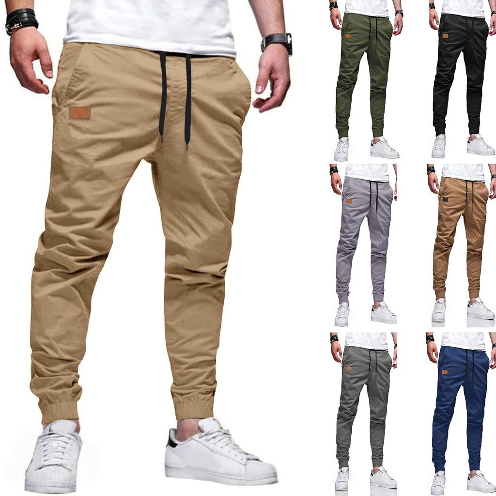 Men's Casual Activewear Relaxed Fit Drawstring Cuffed Athletic Pants