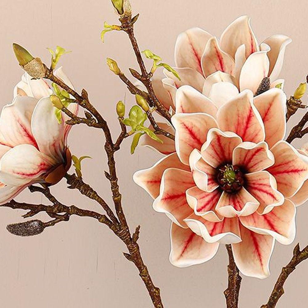 Floral Art Artificial Magnolia Branch Real Touch Artificial Orchid Flowers  Outdoor Garden Decor