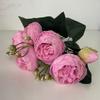 30cm Peony Artificial Silk Flowers Rose Pink Bouquet 5 Big Head 4 Bud Cheap Fake Flowers for Party Home Wedding DIY Decor indoor
