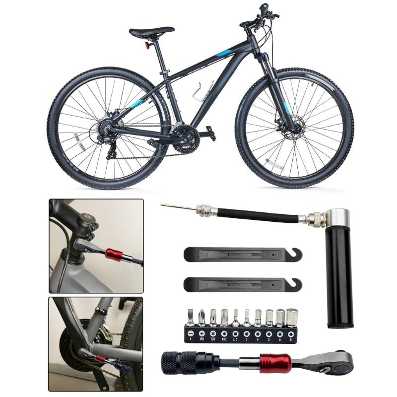 Multifunctional Bike Repair Tool Bicycles Maintenance Tool Ratchet Wrench Set Tire Levers Tire Pump Cycling Accessories